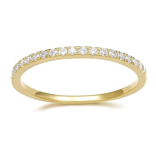 EAMTI 2mm Wedding Band Cubic Zirconia Half Eternity Stackable Brass Engagement Ring Size 3-13 - Image 1