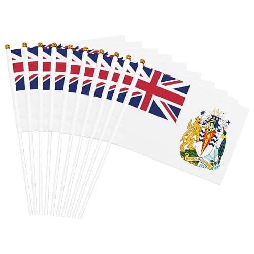 British Antarctic Territory Flag Small Hand Held Flags, Mini Flags On Stick For Party Team Activities Parades Holiday Decoration 10 Pack thumbnail 4