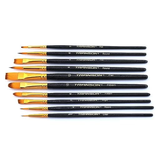 Transon 20pcs Art Painting Brush Set for Acrylic Watercolor Gouache Hobby Craft Face Painting Black thumbnail 7