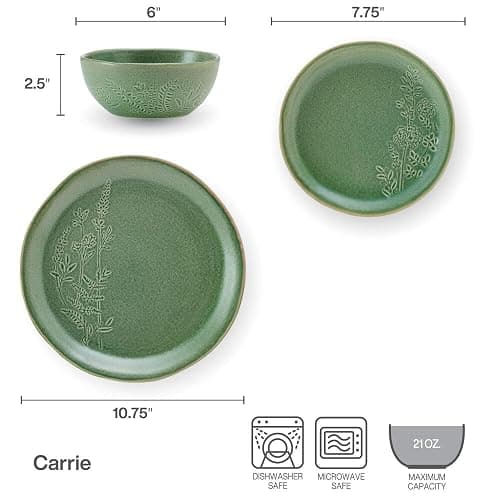 Pfaltzgraff Carrie 12 Piece Dinnerware Set, Service for 4, Green thumbnail 3