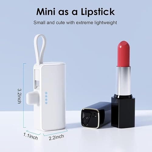 Mini Portable Charger for iPhone with Built-in Type-C Cable, 5200mAh Ultra-Compact Power Bank, PD 20W Fast Charging Battery Pack Phone Charger for iPhone 16/15/14/13, Samsung, Google, Android (White) thumbnail 2
