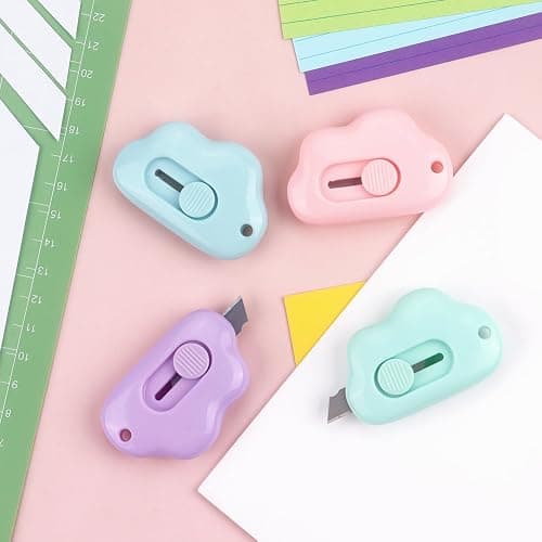 Tamaki Box Cutters Cloud Letter Opener Envelope Slitter, Cloud Shaped Carton Portable Cutter with Key Chain Hole, 4 Pack - Blue, Pink, Purple, Green thumbnail 7
