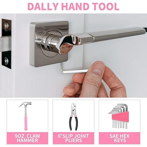 39 Piece All Purpose Basic Household Pink Tool Kit for Women - Small Tool Set with Toolbox Great for Home, Garage, Office and College Dormitory Use - Pink thumbnail 3