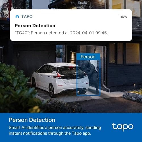 Tapo TC40 Full HD Pan/Tilt Outdoor Security Camera CCTV Camera 360° View | 1080p Wi-Fi Outdoor Camera, Person Detection, Color Night Vision, Motion Tracking, IP65, Two-Way Audio, No Monthly Fee, Alexa thumbnail 5