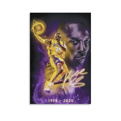 BIAOHAN Kobe Bryant Inspirational Poster Unframed 12" x 18" Canvas Wall Art, Basketball Star Player Sports Painting Decor, Motivational Artwork Room Home Office Gym Dormitory Wall Decor - Image 1