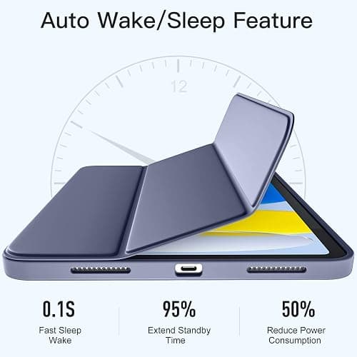 Akkerds Compatible with iPad (A16) 11th Generation Case 11 Inch 2025, for iPad 10th Generation Case 10.9 Inch 2022 with Pencil Holder, Slim Trifold Stand Protective Cover with Soft TPU Back, Blue Gray thumbnail 8