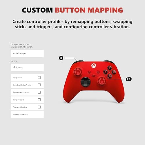 Xbox Core Wireless Gaming Controller – Pulse Red – Xbox Series X|S, Xbox One, Windows PC, Android, and iOS - Pulse Red Controller Edition thumbnail 4