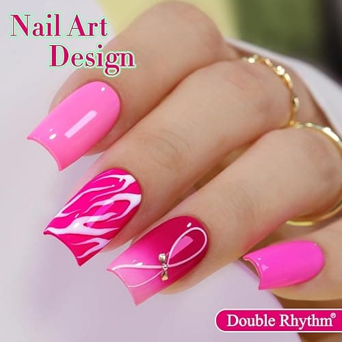 Double Rhythm 6 Pcs 15 ML Gel Polish Set Same Color Same Bottle Soak Off Gel Polish Kit Nail Art Manicure Salon DIY at Home for Women (Bright Neon Light Pink Purple-T6-13) thumbnail 6