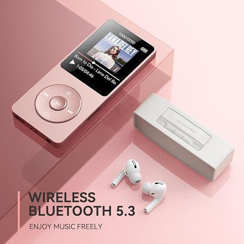 AGPTEK A02 MP3 Player with Bluetooth 5.3, 1.8'' 32GB Portable Music Player | with Speaker, FM Radio, Voice Recorder, Supports Expanded Up to 128GB(Rose Gold) thumbnail 2