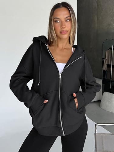 Trendy Queen Womens Zip Up Hoodies 2026 Oversized Sweatshirt thumbnail 3
