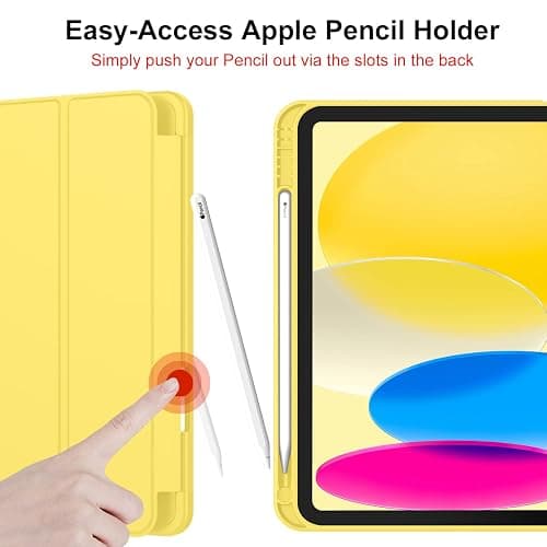 iMieet iPad (A16) Case 11th Gen/iPad 10th Generation Case [11-Inch 2025/10.9 Inch 2022] with Pencil Holder, Trifold Stand Smart Cover with Soft TPU Back,Auto Wake/Sleep(Yellow) thumbnail 5