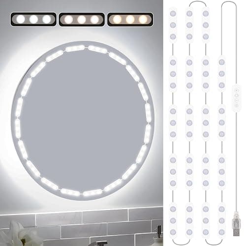 LED Vanity Lights for Mirror, 16ft Makeup Strip Light, 3000K 4000K 6000K & 10 Level Brightness Adjustable, USB Cable, Hollywood Mirror Light Stick-On for Makeup Dressing Room Bathroom Bedroom - Image 1