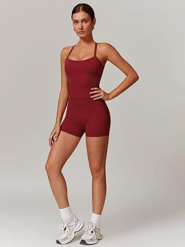 ABOCIW Workout Sets for Women 2 Piece Padded Sports Bra Tank High Waist Booty Gym Shorts Active Yoga Outfits thumbnail 5
