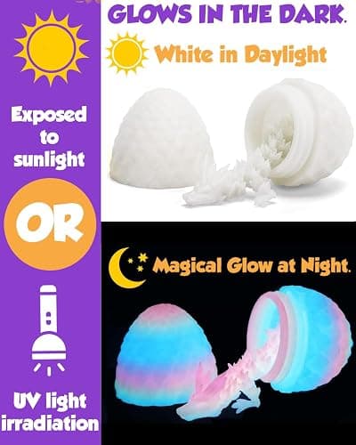 Ivrmtal 4PCS 3D Printed Dragon Eggs with Dragon Inside, Prefilled Easter Eggs with Toys for Kids 3D Printing Crystal Dragon Animals Toys Easter Basket Stuffers Dragon Gifts Desk Deco for Boys Girls thumbnail 3