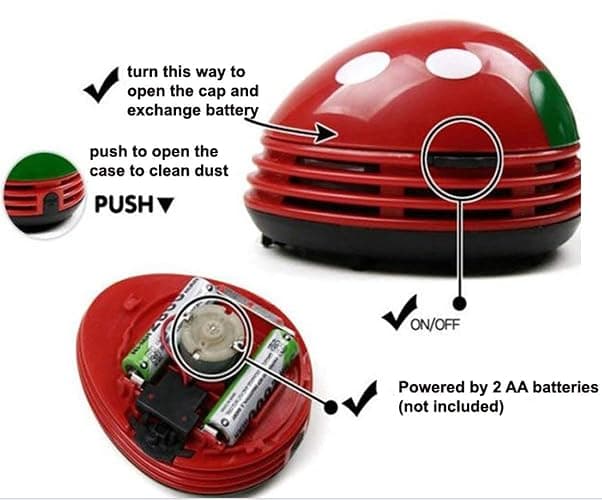 zswell Ladybug Cartoon Mini Vacuum Cleaner Dust Sweeper Cordless Corner Desktop Vacuum Cleaner Mini Cute Home Office thumbnail 4