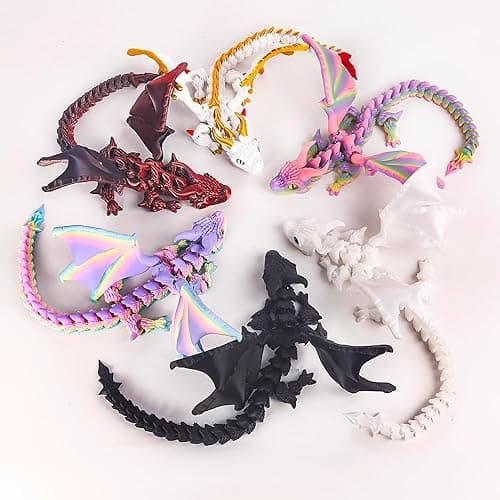 WUQIREN 3D Printed Dragon with Wings,3D Printed Animals Toys, Fidget Dragon Toys, Flexible Articulated Winged Crystal Dragon Model,Desktop Pet Deco, Stocking Stuffers (Matte-Rainbow) thumbnail 8