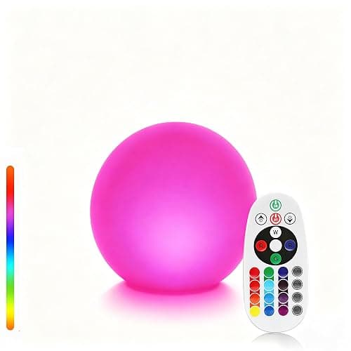 MIUWLXT 6-inch LED Light Ball,RGB Color Changing Night Light with Remote,Water Resistant,USB Rechargeable Mood Lamp for Kids Room,Bedroom,Patio,Party Decor - Image 1