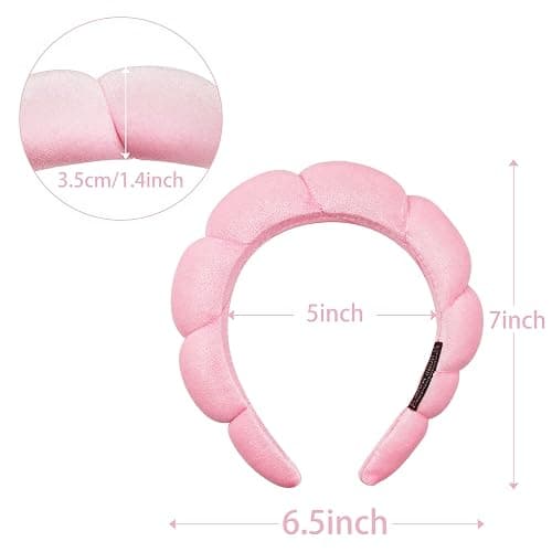 Ayesha Spa Headband for Women Sponge Headband for Washing Face Clouds Soft Hairband Skincare Makeup Headbands for Women Girls Shower Makeup Skincare (Pink) thumbnail 6