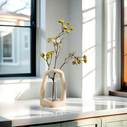 East–BrightenZF Handmade Ceramic Holder Stand for Toothbrushes, Makeup Brushes, and Pens - Minimalist Design for Bathroom Vanity and Countertops Decor (Milky White) thumbnail 4