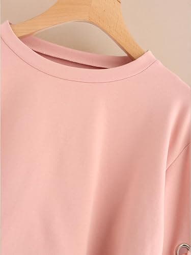 SweatyRocks Women's Casual Lace Up Long Sleeve Pullover Crop Top Sweatshirt thumbnail 5