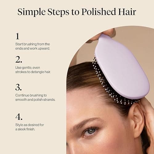 Kitsch Smooth & Polish Hair Brushes For Women and Men - Soft Violet | Hairbrush For Women | Dual Bristle Detangler Brush – Vegan Boar & Nylon Hair Brush w/ Cushioned Pad for Scalp Massage thumbnail 7