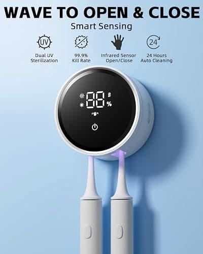 Toothbrush Holders for Bathroom, WONICO Toothbrush Sanitizer Holder, Tooth Brush Wall-Mounted Cleaner Organizer with Auto-Inductive Cover, Air Drying Fits Most Electric, Manual and Kids’ Toothbrushes thumbnail 3