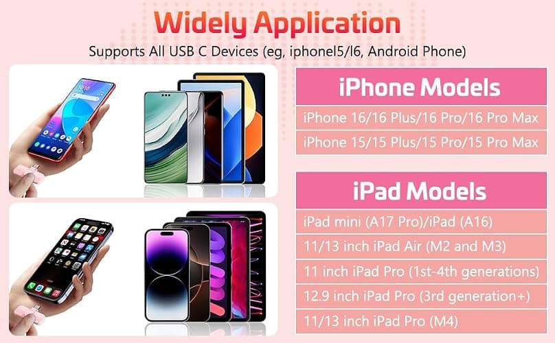 HONGJIEYUAN Pink Wireless Lavalier Microphone for iPhone & Android - Mini Clip-On Mic with Noise Cancellation, 65ft Range, 8H Battery, USB-C/Lightning - for TikTok, YouTube, Podcast, Live Streaming thumbnail 4