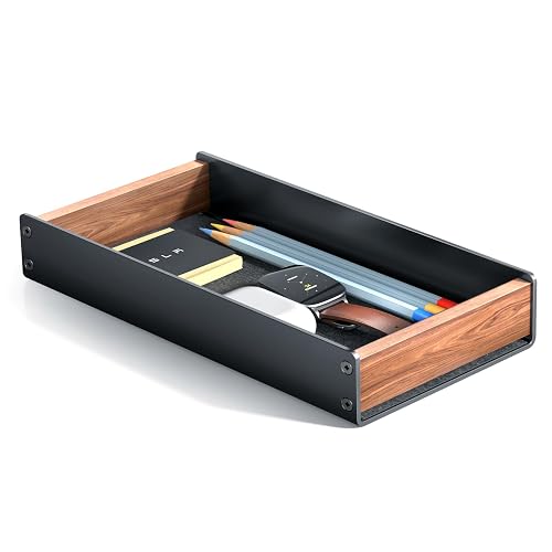 UPERGO Desk Tray Organizer Drawer for Home Office, Walnut Desk Organizer Tray for Keys, Pen, Watch - Image 1