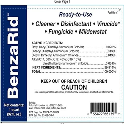 BenzaRid Hospital Disinfectant Virucide Spray Kills 99.99% of MRSA, COVID-19, H5N1, Staph, Avian Flu, Bacteria & Mold | EPA Reg. for Medical, Dental, Veterinary, Farm & Home Use 32 oz thumbnail 8