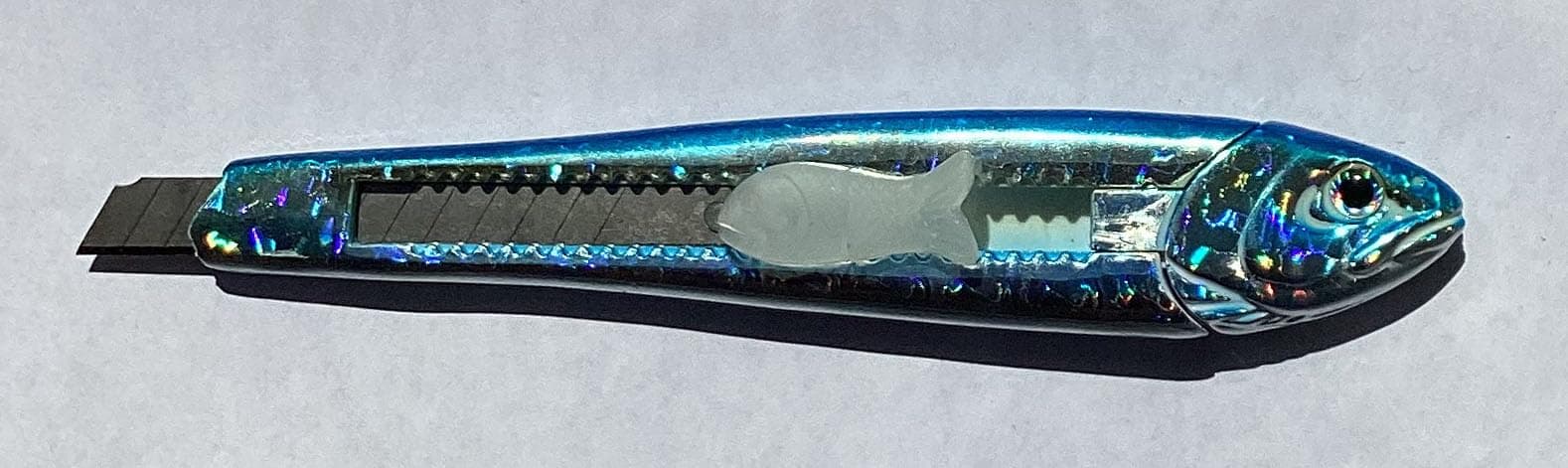 Translucent Blue Fish Shaped Box Cutter Detailed Glossy - Image 1