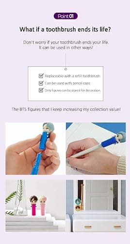 [BTS Official Merchandise] Fans Gift - K-Pop Idols Goods - BTS Character Figure Toothbrush with Convenient Magnetic Holder (J-hope) thumbnail 5