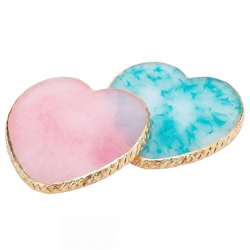 2 Pcs Resin Nail Art Palette Set, Pink, Gold Edge | Nail art painting, smooth resin surface, mixed color palettes, easy to clean, nails arts display Board - Image 1