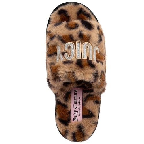 Juicy Couture Women's Faux Fur Slide Sandal Slippers, Open Toe, Comfortable Indoor Outdoor House Shoes thumbnail 4