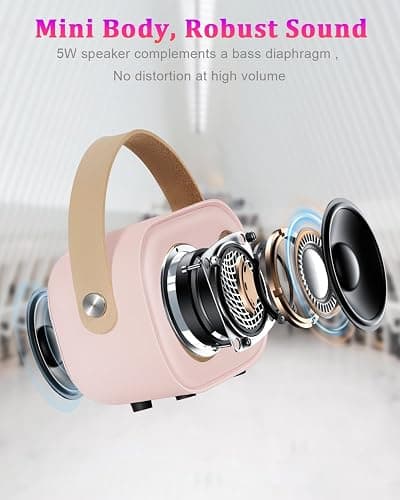 PRUNUS C20 Mini Karaoke Machine Portable Bluetooth Speaker with Wireless Microphone 6 Sound Modes for Adults&Kids Birthday Home Farmily Friends Party Gifts for Girls Boys Friends-Pink thumbnail 6