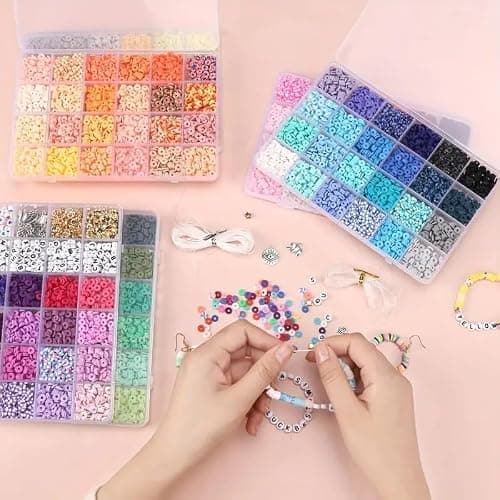 BeadzBoxx 15700 Pcs Clay Beads Bracelet Making Kit, 84 Colours 6mm Preppy Beads for Jewellery Making, Friendship Bracelet Kits, Flat Heishi Bead for Bracelet Arts and Crafts Gifts for Teen Girls thumbnail 2