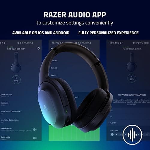 Razer Barracuda Wireless Gaming & Mobile Headset (PC, PlayStation, Switch 2, Android, iOS): 2.4GHz Wireless + Bluetooth - Integrated Noise-Cancelling Mic - 50mm Drivers - 40 Hr Battery - Black thumbnail 6