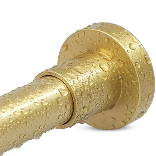 YNL Gold Shower Curtain Rod 32-64 Inch(2.7-5.33ft), Non-Slip, Never Rust, Stainless Steel No Drill Spring Tension Shower Rod, Adjustable Curtain Rod for Small Window Doorway Closet - Gold - 32-64Inch - Image 1