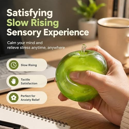 Apple Squishy, Green Squishy Apple Giant Fruit Squishies Realistic Oversized Squishies Toys Slow Rising Decompression Squeeze Fidget Stress Ball for Adults Home Office Anxiety Relief & Focus (Blue) thumbnail 4