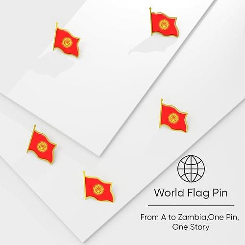 Kyrgyzstan Flag Lapel Pin - Enamel Metal National Badge | World Travel Souvenir Gifts for Men & Women | Country Flag Patriotic Brooch Bulk Pack of Pins for Hat, Tie, Clothes, Backpack (1pc) thumbnail 6