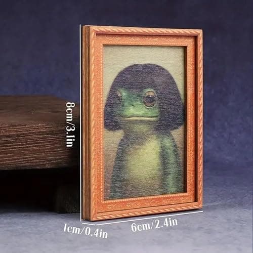 Funny Frog Fridge Magnet Kitchen Decor, Funny Mini Green Frog Haircut Wood Refrigerator Magnets, Cute Vintage Modern Kitchen Decor for Home Office Decoration(1pc) thumbnail 2
