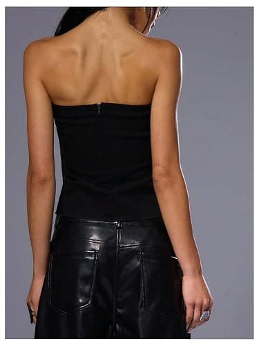 Floerns Women's Grommet Lace Up Side Strapless Tube Sleeveless Y2k Corset Tops thumbnail 3
