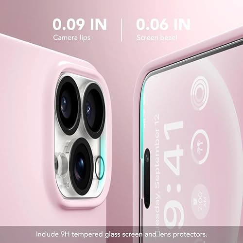 GONEZ Magnetic for iPhone 15 Pro Case, Compatible with MagSafe, [Screen Protector + Camera Lens Protector], Silicone Shockproof Anti-Scratch Protective Phone Case 6.1 inch, Chalk Pink thumbnail 7