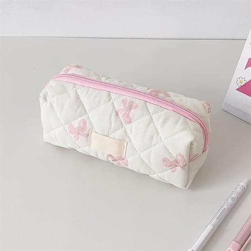 Bow Pattern Stationery Bag,Portable Aesthetic Bows Pattern Stationery Bag,Cosmetic Organizer, Portable Case for Students thumbnail 5