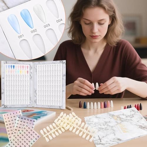 YOSINXU 160 Nail Color Book with 240 Flase Tips & 1-200 Number Sticker Labels, Professional Nail Color Chart Display Book Sample for Nail-Gel-Polish thumbnail 6