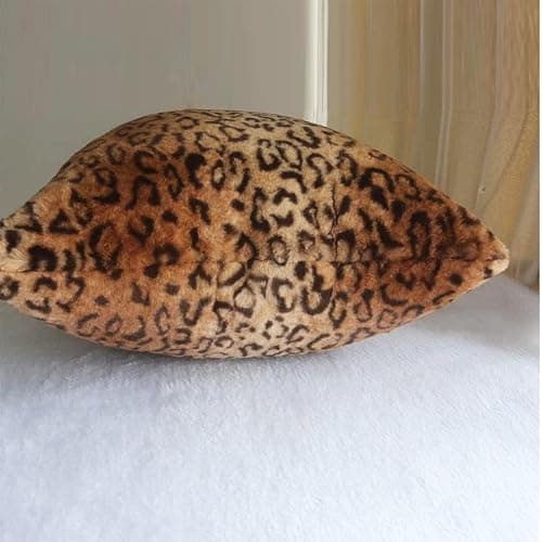Entua Faux Fur Throw Pillows, Set of 2 Decorative Square Couch Pillow Covers, 20x20 Leopard Cheetah Print Luxury Soft Plush Pillowcase for Sofa, Bed & Living Room Decor, Brown Gold thumbnail 8