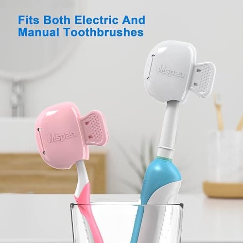 Mspan Toothbrush Head Cover Cap: Tooth Brush Travel Case Protector Plastic Clip Compatible with Manual & Electric Toothbrush for Adults Kids - 2 Packs thumbnail 4