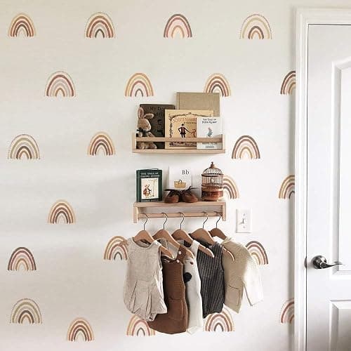 funlife 72 PCS Small Boho Rainbow Wall Decals Peel and Stick, Self Adhesive Colorful Rainbow Wall Sticker for Girls Bedroom Decor, Kids Nursery Room Decoration, 2.56" x 2.17" - Image 1