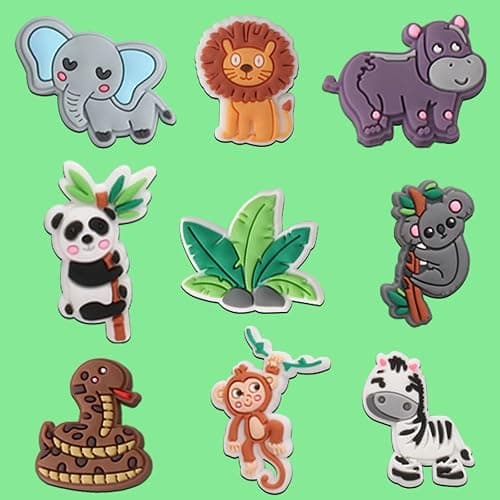 mortd Jungle Animals Shoe Decoration Charms, 30PCS Jungle Safari Animals Monkey Lion Tiger Zebra Elephant Shoe Charms for Shoe Wristband, PVC Shoe Charm Accessories for Party Favors Birthday Gifts, thumbnail 4