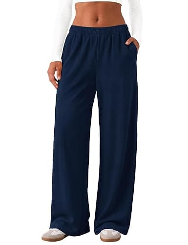 LOMON Women Wide Leg Sweatpants Baggy Lounge Sweat Pant Fall Spring Clothes | Teen Girl Inner Drawstring Track Joggers Sweatpant Fashion Comfy Outfits with Pockets - Image 1
