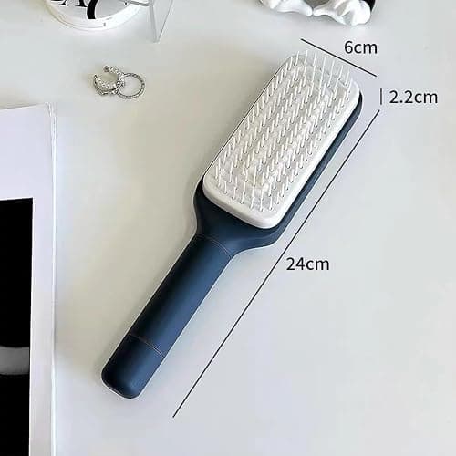 Anti-Static Self Cleaning Hair Brush,Easy Clean Retractable Hair Brush,Cleaning Retractable Massage Comb for Effortless Hair Removal and Cleaning (Grey) thumbnail 6